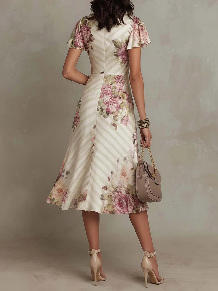 Celeste | Floral Satin Midi Dress
