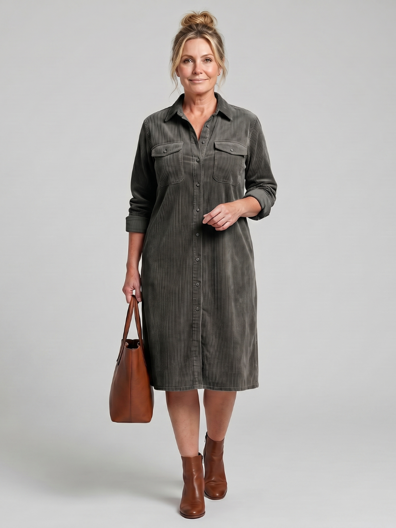 Pema | Midi Dress with Long Sleeves and Patch Pockets