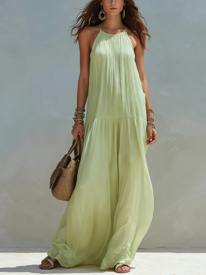 LIVIA | Pistachio Green Maxi Boho Dress