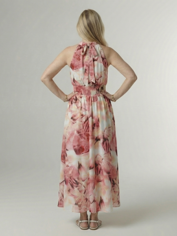 Sylin | Halter Midi Dress with Gathered Details