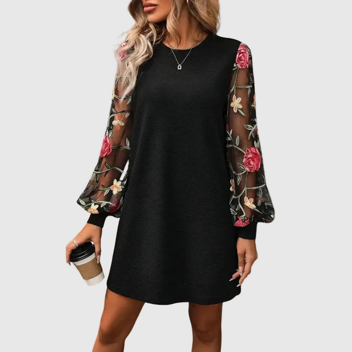 Lucy™ – Embroidered Floral Wide Sleeve Dress