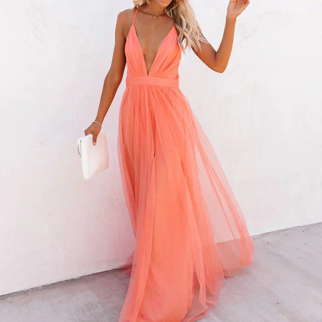 Bella™ | Coral Glow Maxi Dress