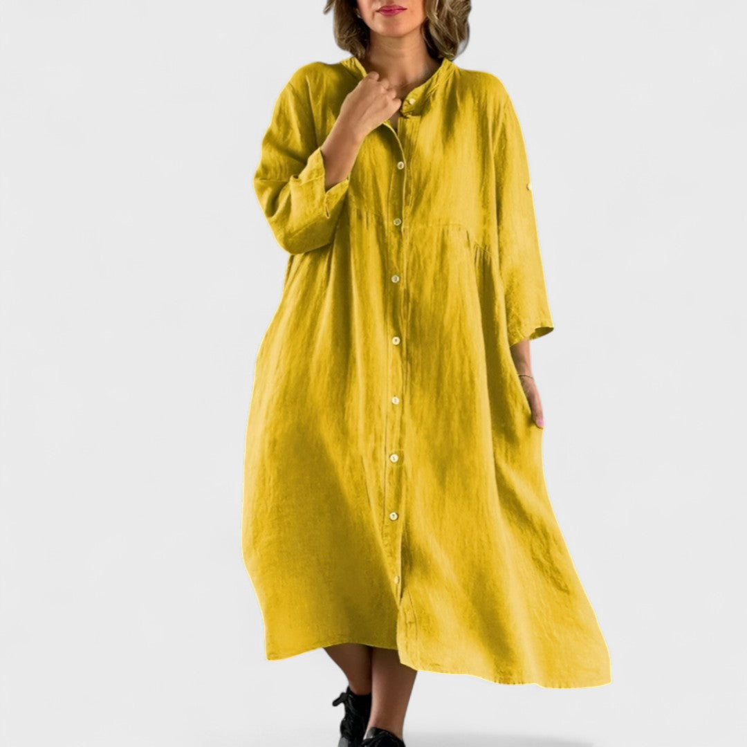 Isa - Cotton and Linen Blend Dress
