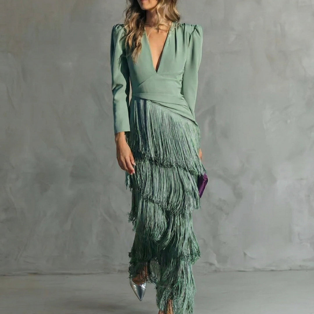 Gracie™ | Fringe-Detail Maxi Dress