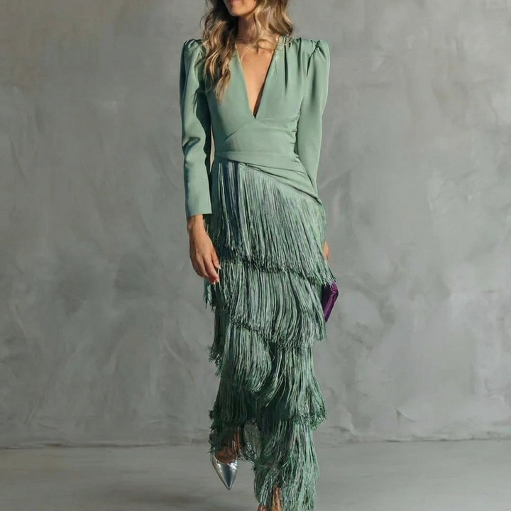 Gracie™ | Fringe-Detail Maxi Dress