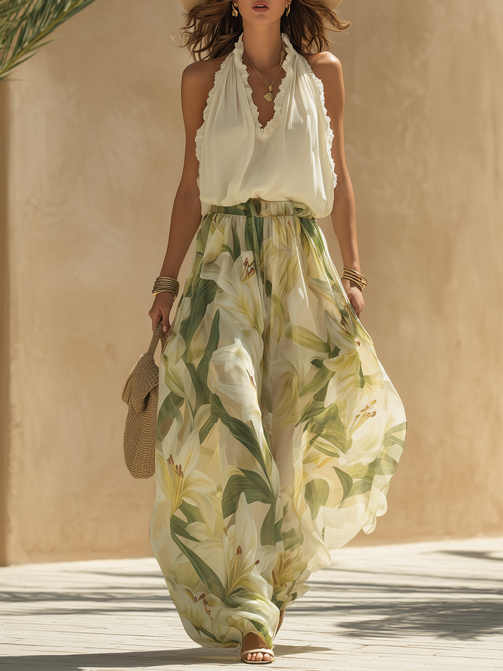 Lysandra - Elegant Lily Printed Fluid Set