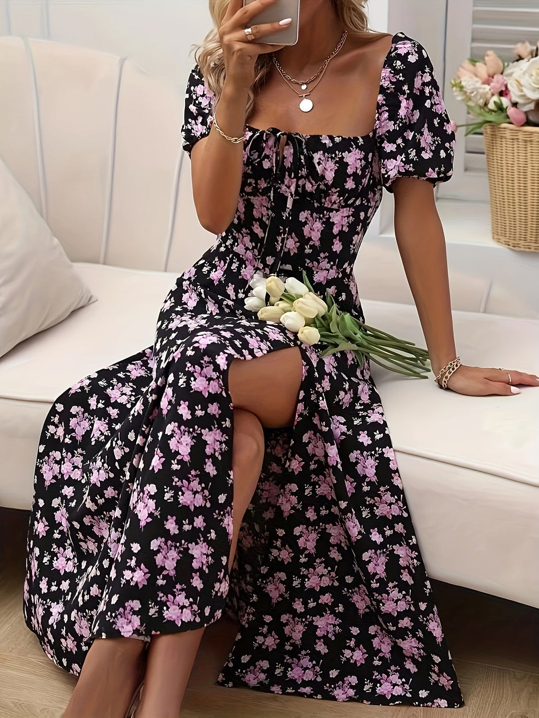 Erin™ | Elegant Floral Midi Dress