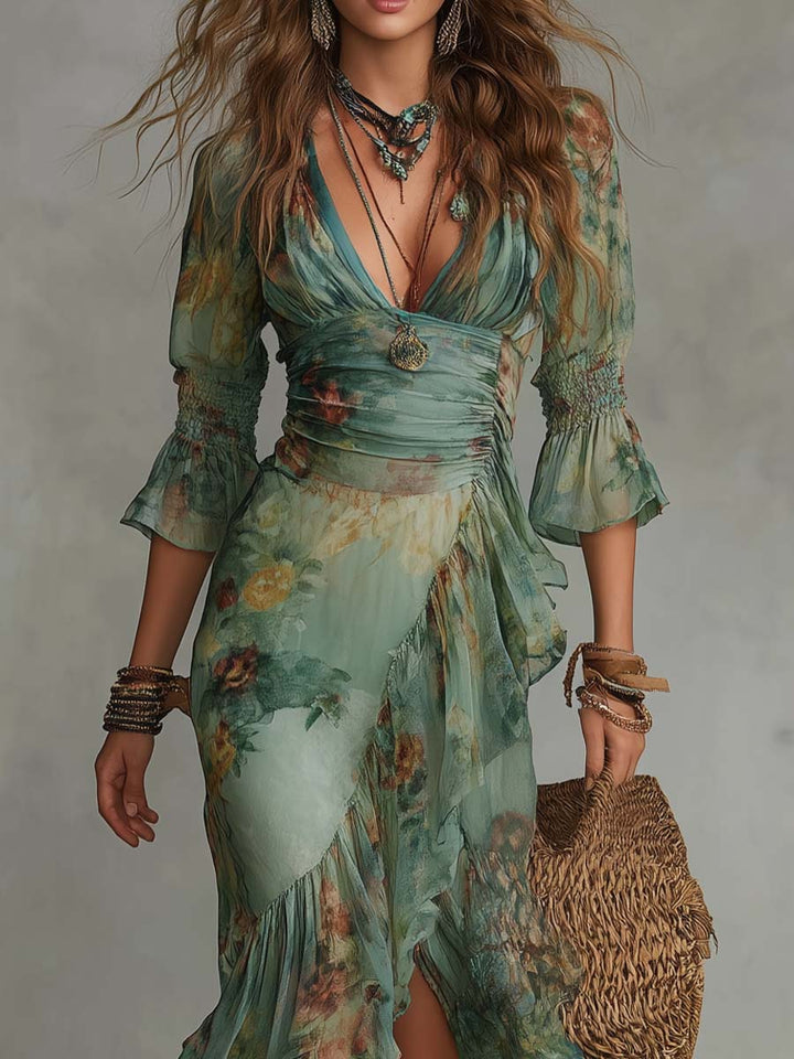 Cassandra | Boho Floral Maxi Dress