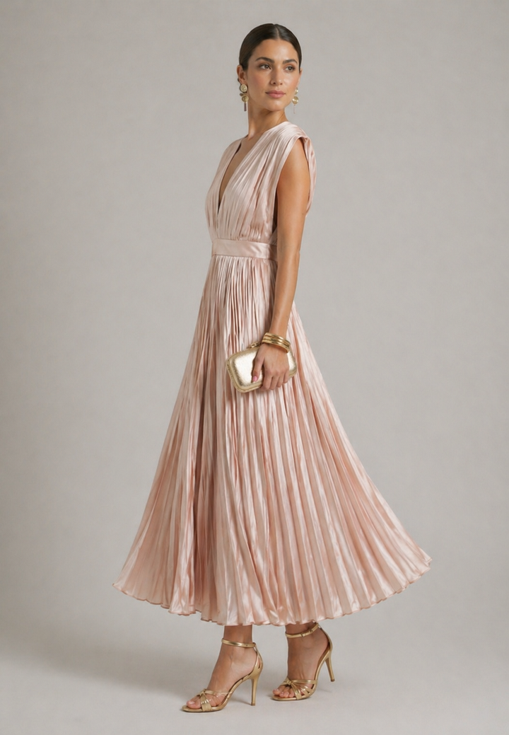 Ivy™ | Classic Pleated Midi Dress