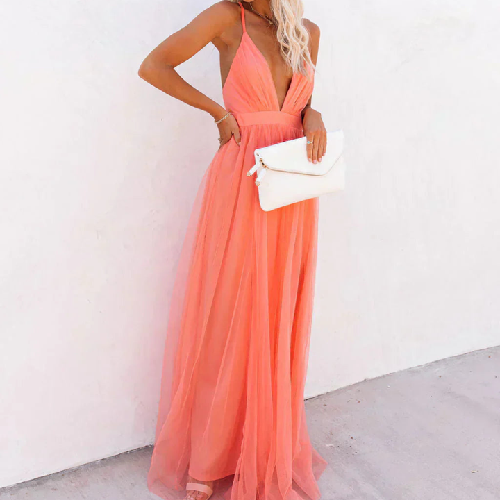 Bella™ | Coral Glow Maxi Dress