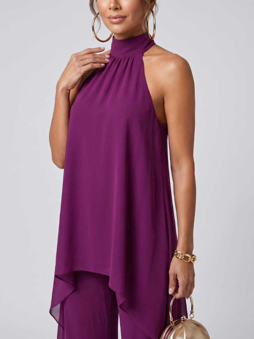 Zareen | Asymmetrical Tunic and Wide-Leg Pants Ensemble