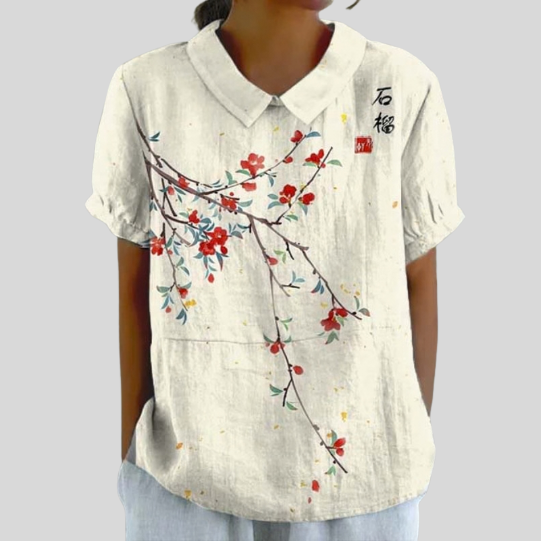 Emilia | Floral Polo Blouse