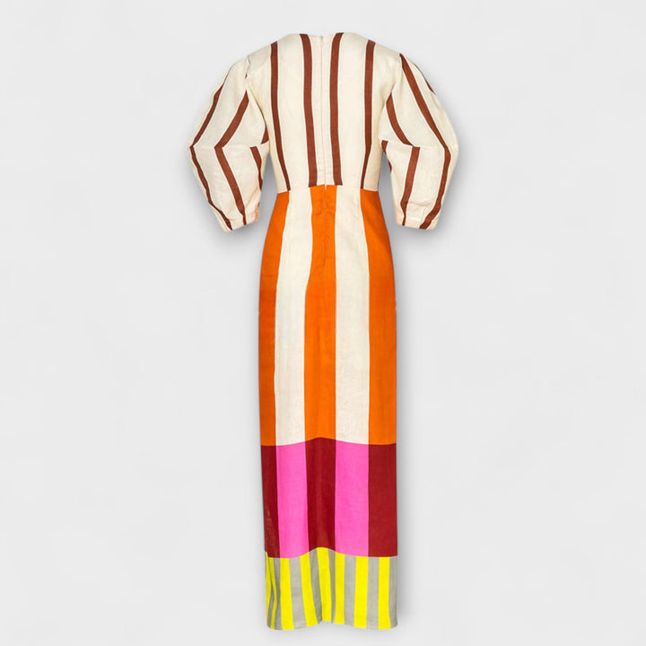 Kaya - Maxi Dress Featuring a Deep Neckline and Balloon Sleeves