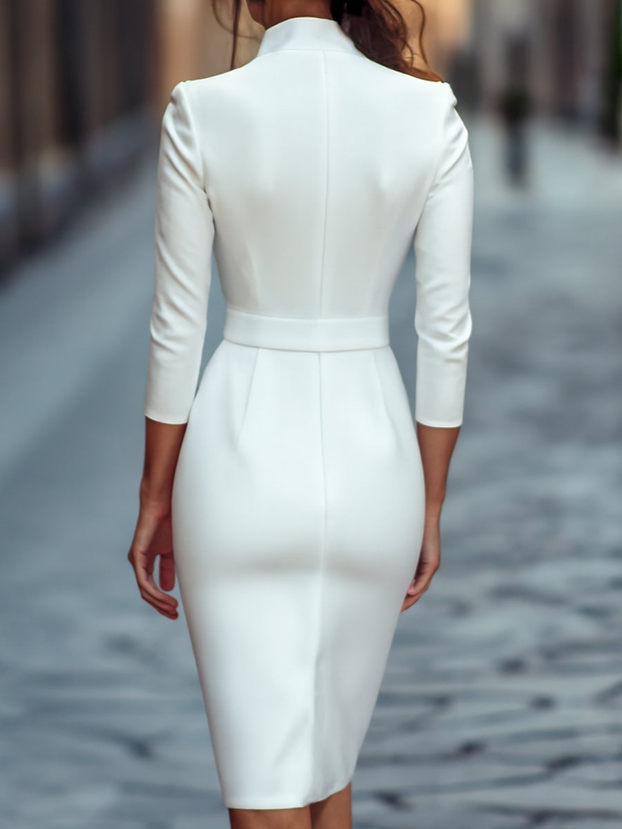 TIVARA | Belted Black Dress