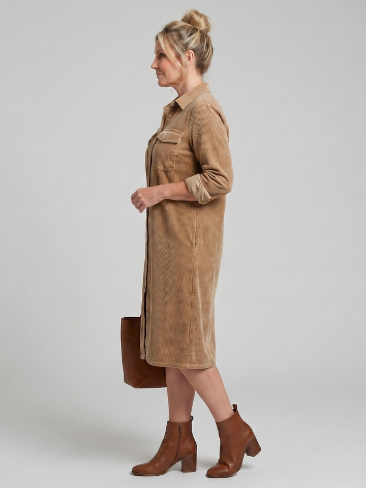 Pema | Midi Dress with Long Sleeves and Patch Pockets