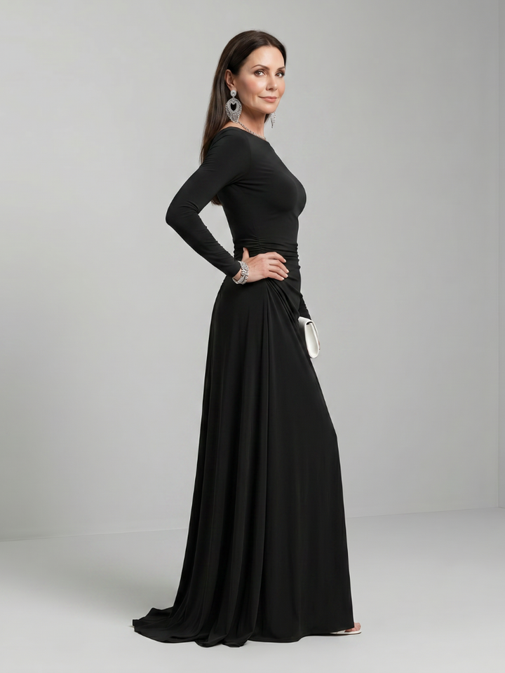 Gyram | Flowing Maxi Dress with Long Sleeve Boat Neck