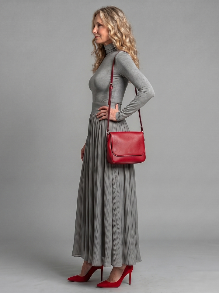 Lana | Midi Dress with Long Sleeve Turtleneck and Defined Waist