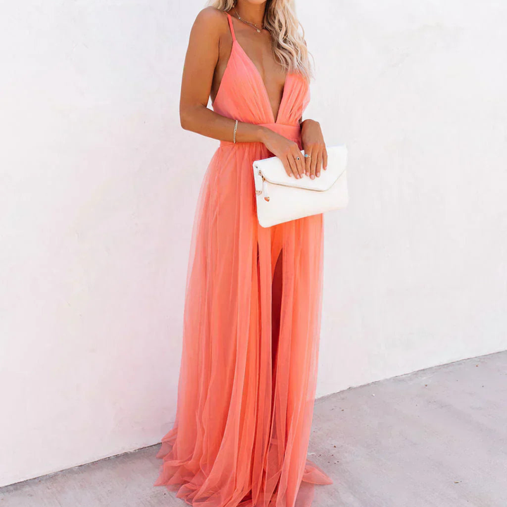 Bella™ | Coral Glow Maxi Dress