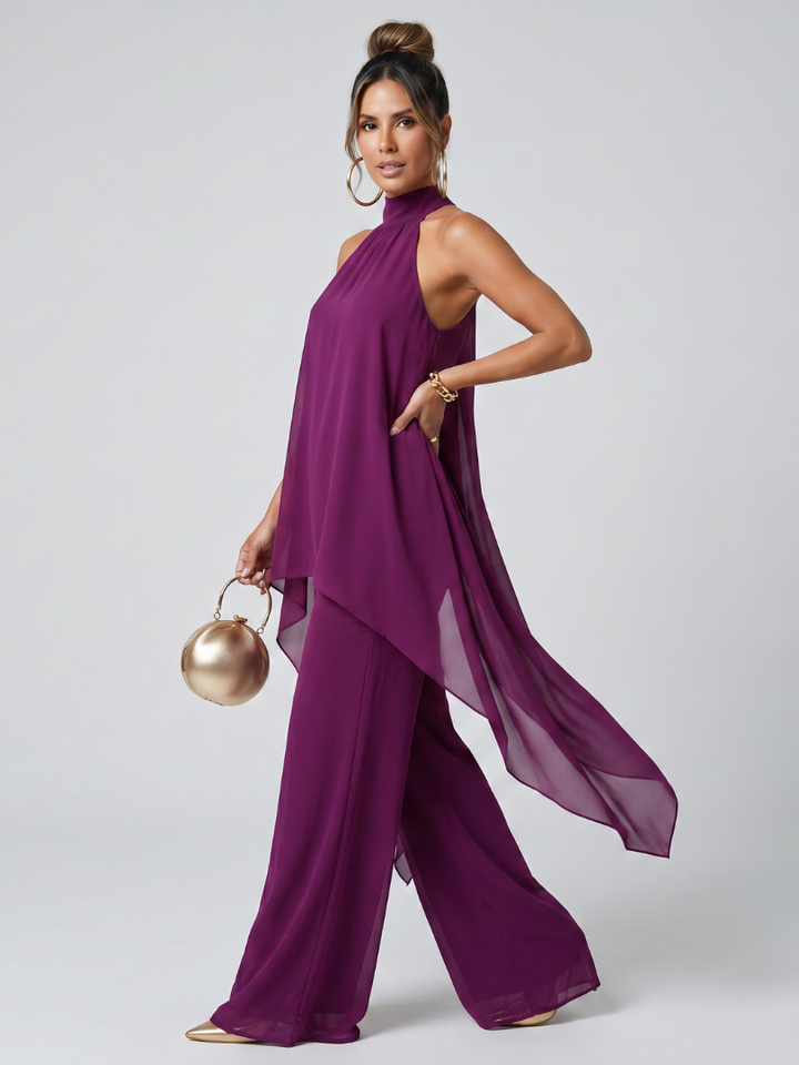 Zareen | Asymmetrical Tunic and Wide-Leg Pants Ensemble