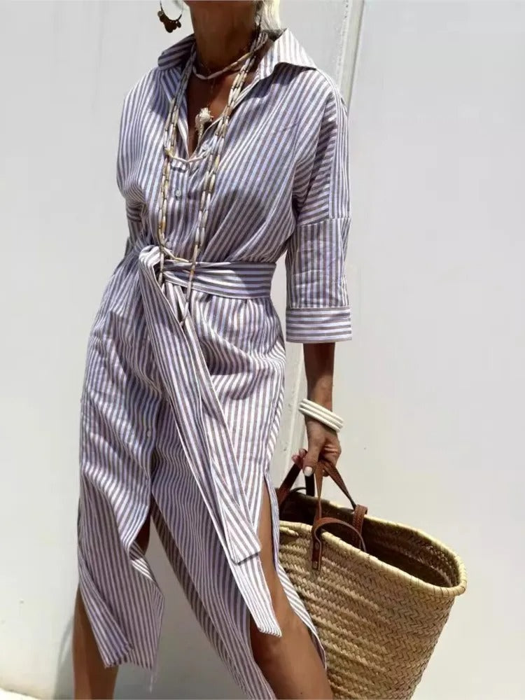 April™ | Crisp Striped Maxi Dress