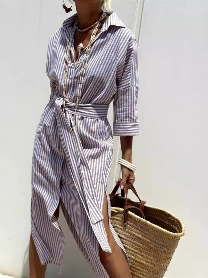 April™ | Crisp Striped Maxi Dress