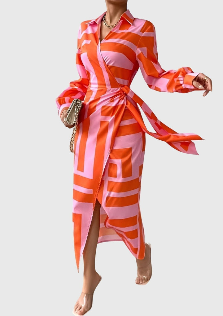 Kay™ | Printed Wrap Elegant Dress
