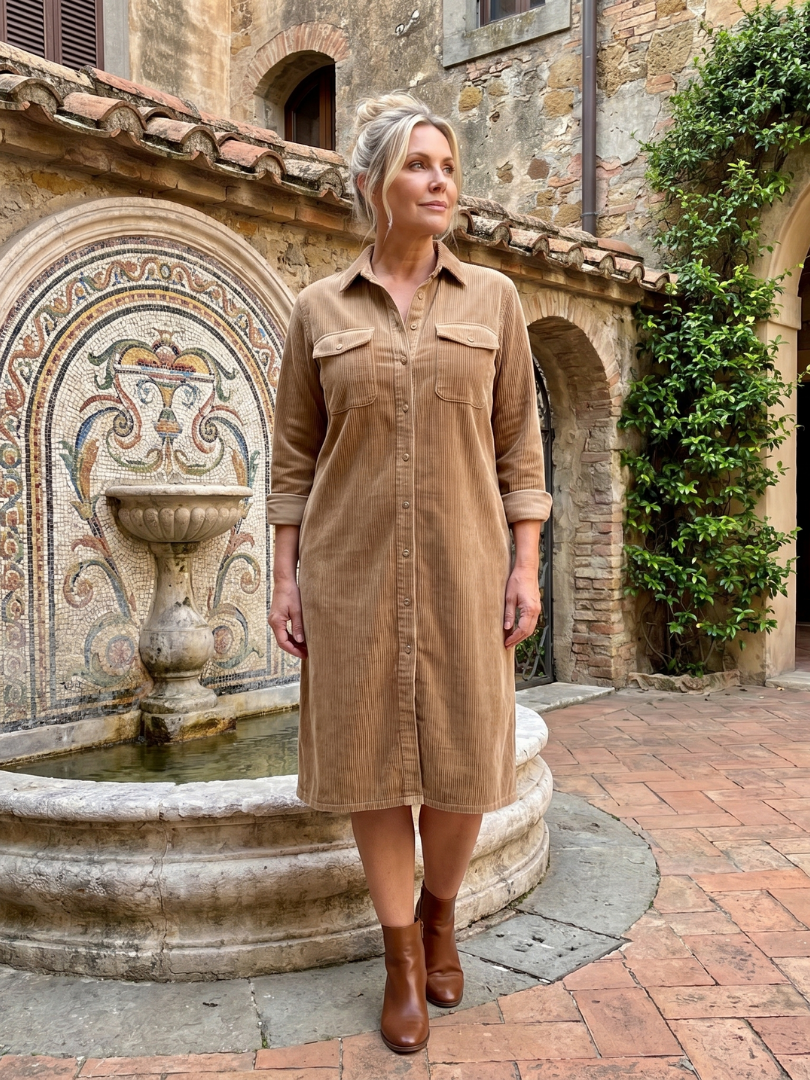 Pema | Midi Dress with Long Sleeves and Patch Pockets