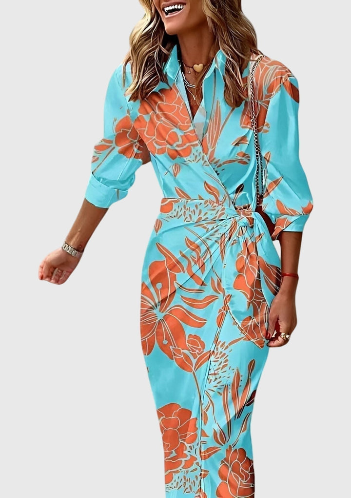 Kay™ | Printed Wrap Elegant Dress