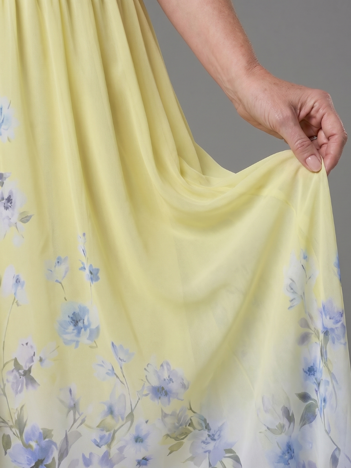 Clarissa | Floral Hem Midi Dress with Sleeveless V-Neck Design