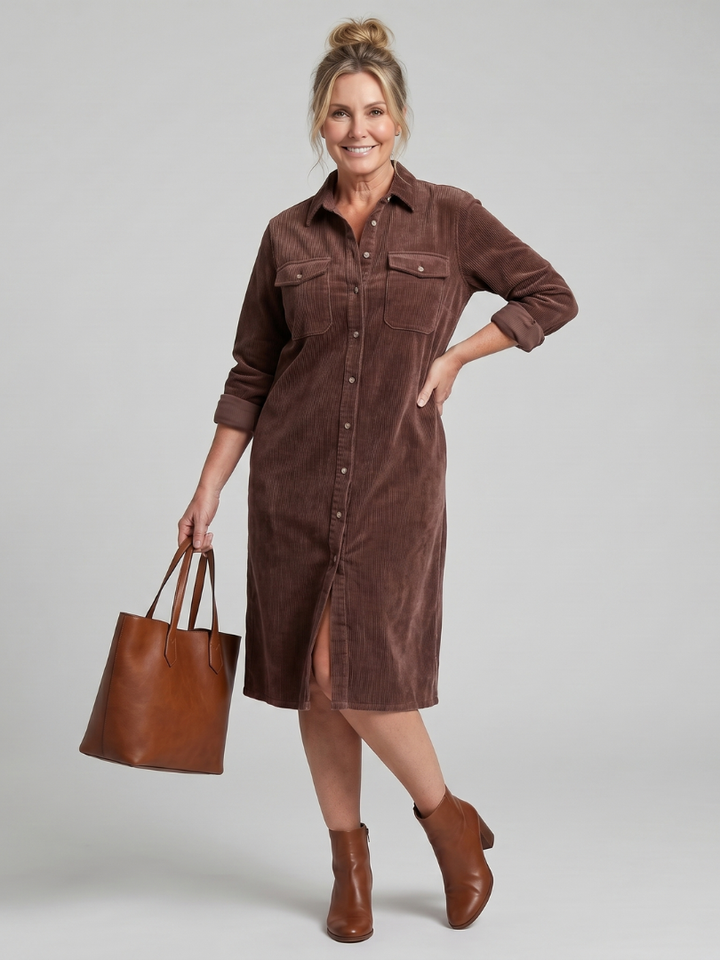 Pema | Midi Dress with Long Sleeves and Patch Pockets