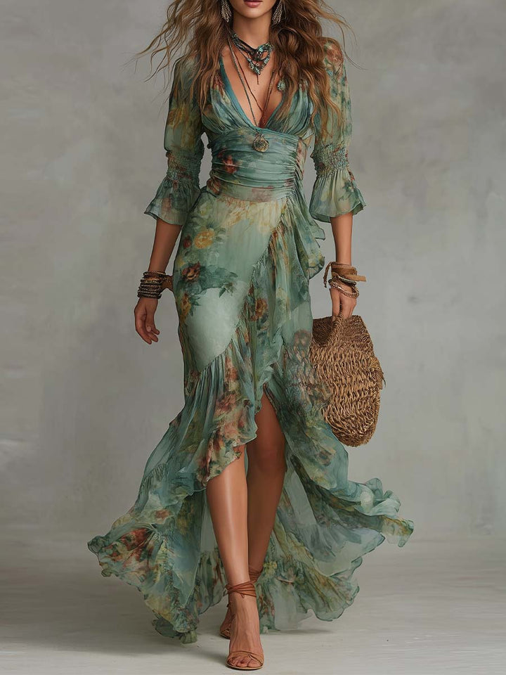Cassandra | Boho Floral Maxi Dress