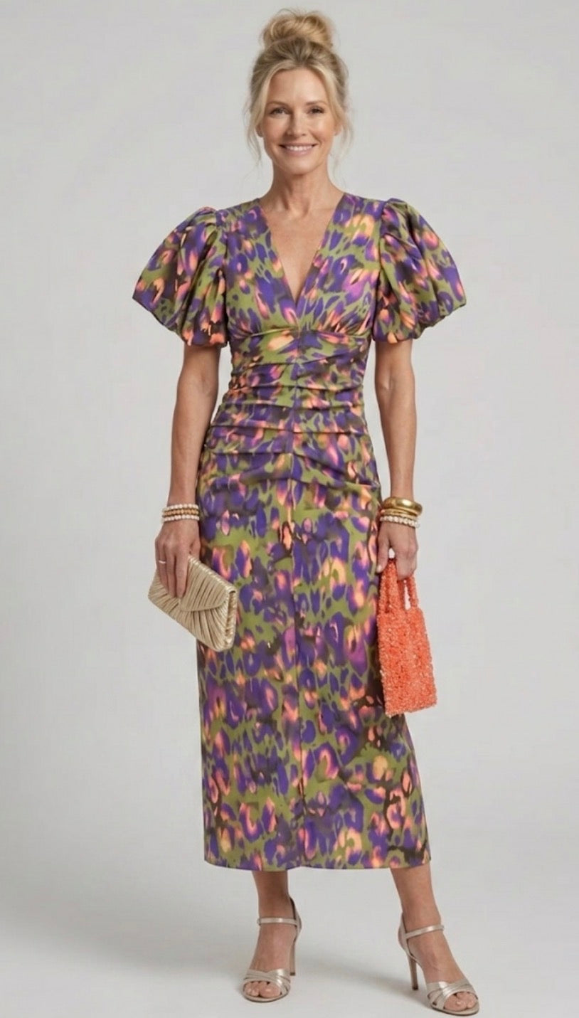Ivy™ | Vibrant Pleated Midi Dress