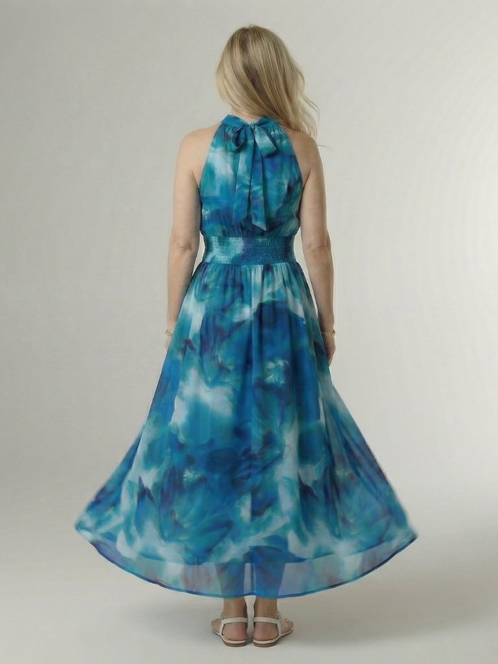 Sylin | Halter Midi Dress with Gathered Details