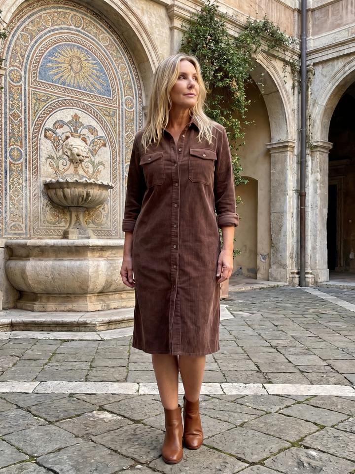 Pema | Midi Dress with Long Sleeves and Patch Pockets