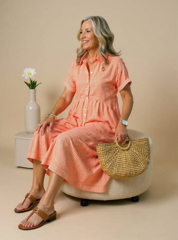 Ellen™ | Crisp Stripe Maxi Dress