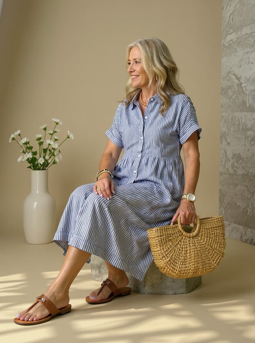 Ellen™ | Crisp Stripe Maxi Dress