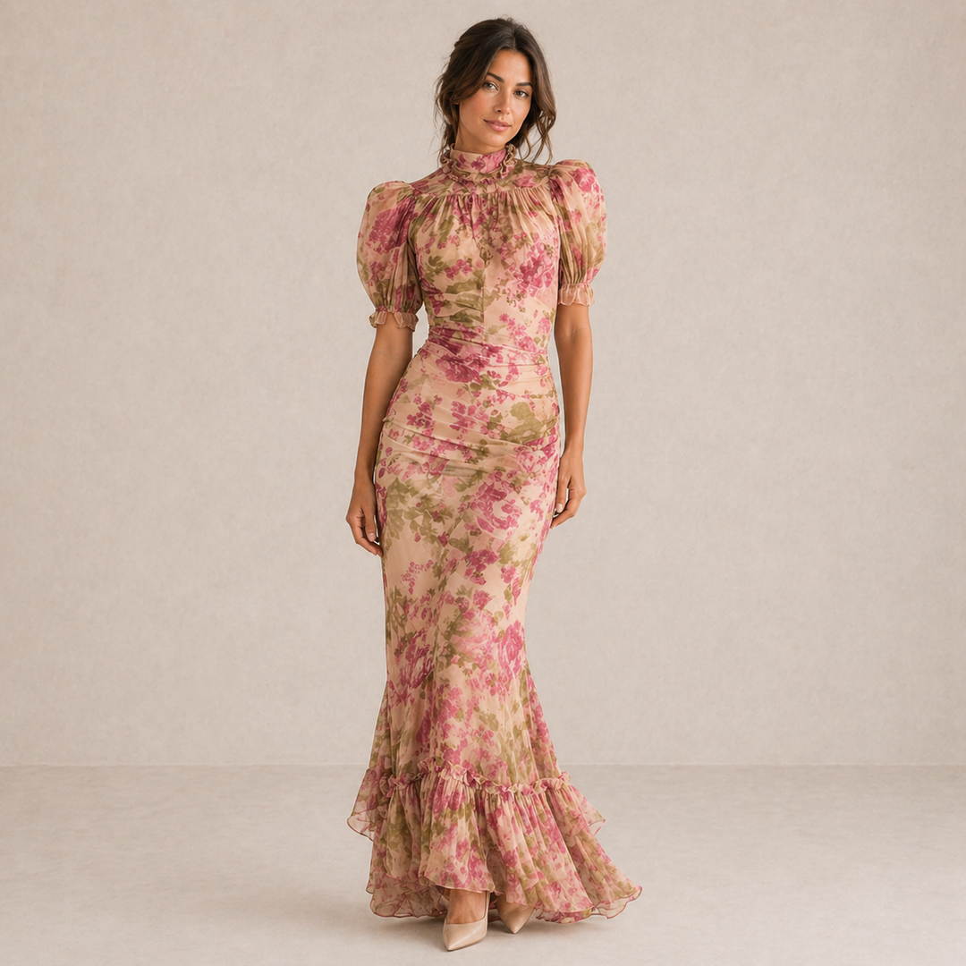 SAE | Puff Sleeve Maxi Dress in Rose