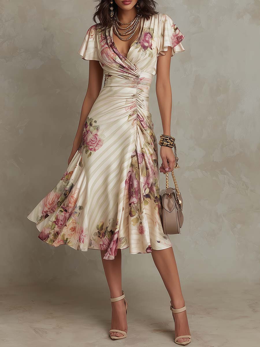 Casey™ | Draped Floral Maxi Dress