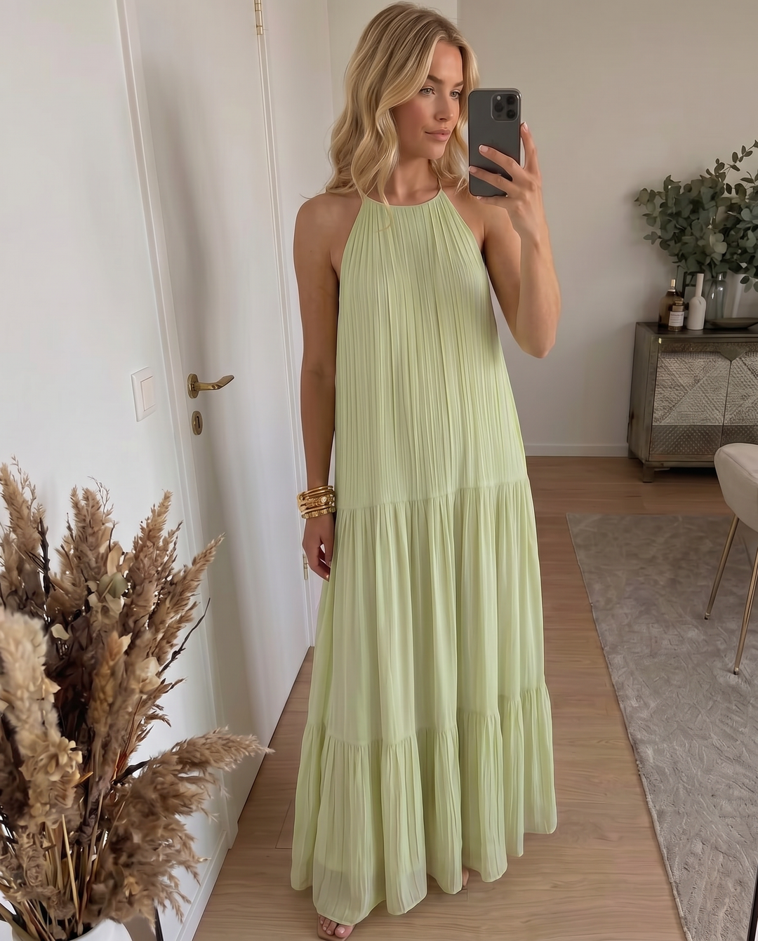 LIVIA | Pistachio Green Maxi Boho Dress