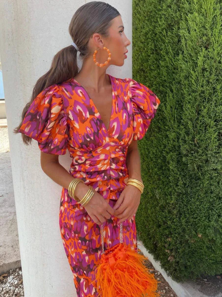 Ivy™ | Vibrant Pleated Midi Dress