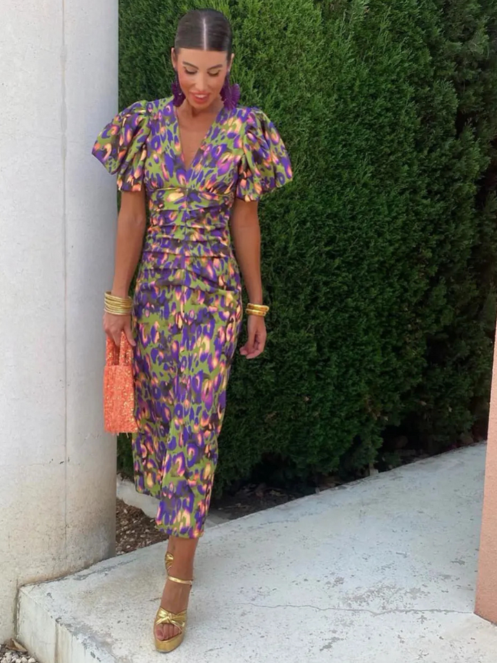 Ivy™ | Vibrant Pleated Midi Dress