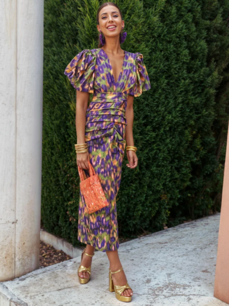 Ivy™  | Vivid Pleated Midi Dress