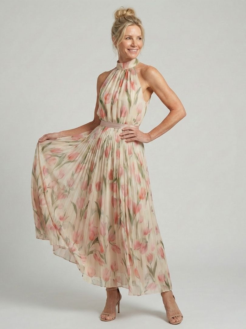 Ivy™  | Halter Neck Floral Midi Dress