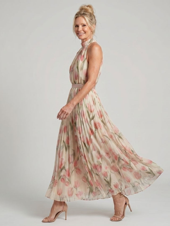Ivy™ | Floral Midi Dress with Halter Neck