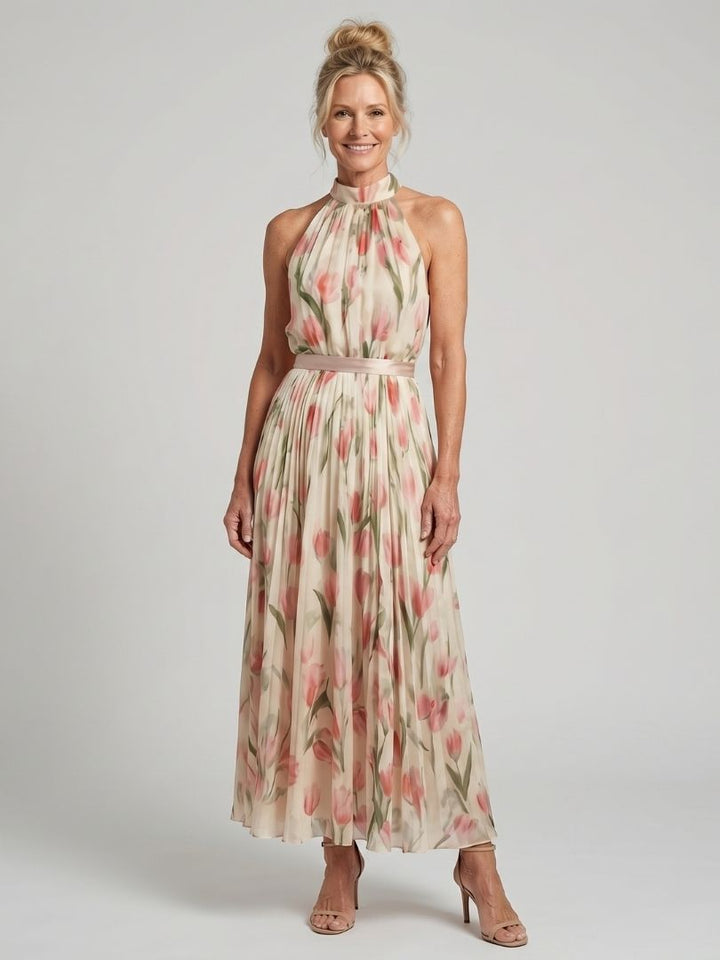 Ivy™  | Halter Neck Floral Midi Dress