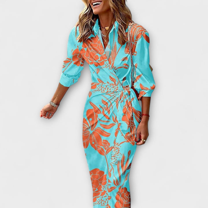 Klarisa - Striped Midi Dress with Elegant Design