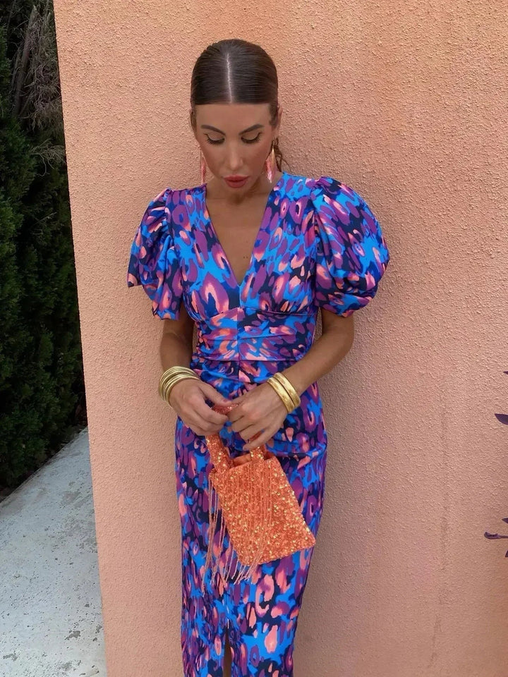 Nina™ | Balloon Sleeve Vivid Midi