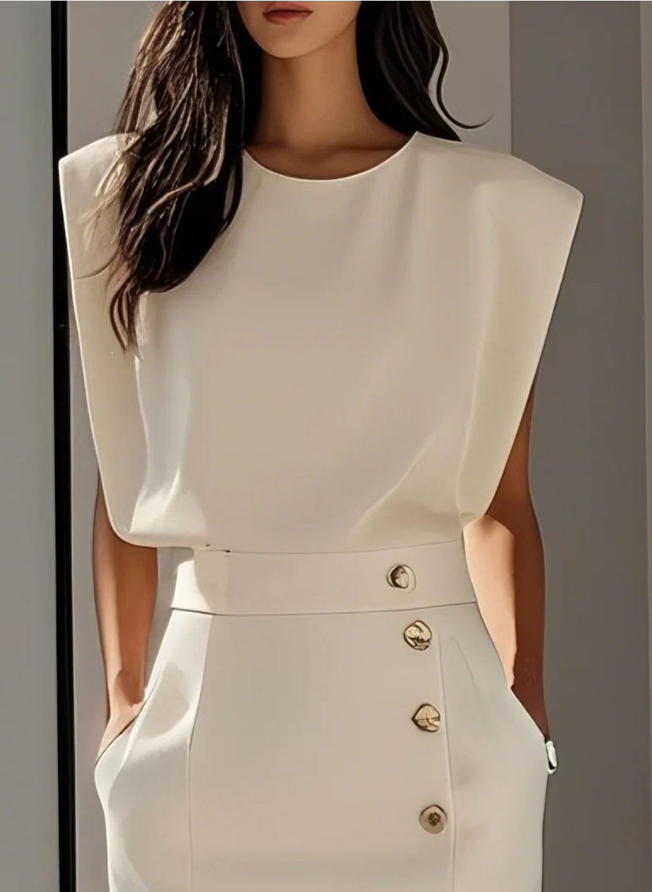 Jennie™ | Gilded Button Midi Dress