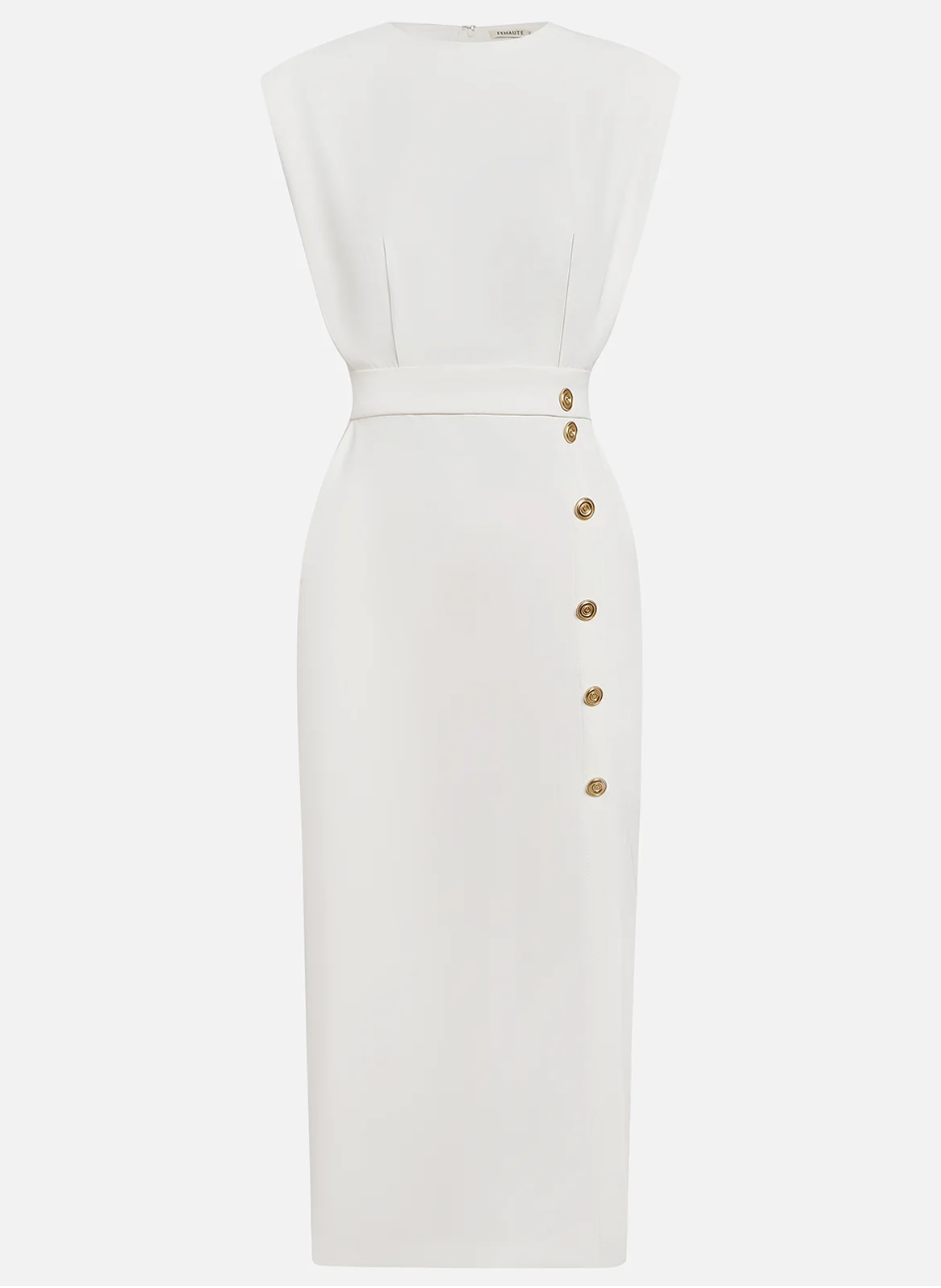 Jennie™ | Gilded Button Midi Dress