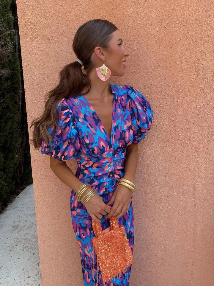 Nina™ | Balloon Sleeve Vivid Midi